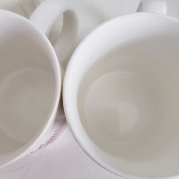 2014 Pair of 12 oz Starbucks Mugs White Red Burst Collectors coffee Mugs - Picture 9 of 10